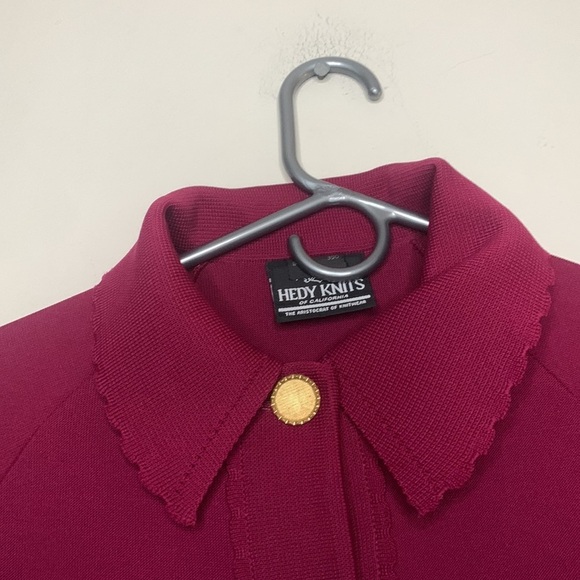 Vintage 60s/70s Hedy Knits Button Up Blazer Jacket in Magenta Size Large Pockets - Picture 9 of 12